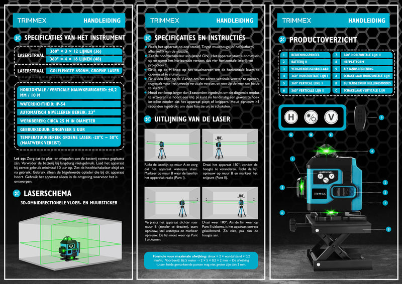 Afbeelding laden in Galerijviewer, Trimmex® Kruislijnlaser - Nooit meer scheef!