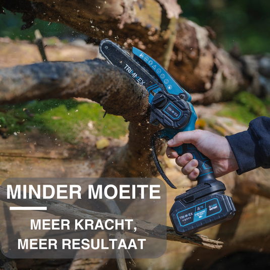 Trimmex® Mini Kettingzaag - Inclusief Opbergkoffer en Twee Krachtige Batterijen (2x4.0Ah)