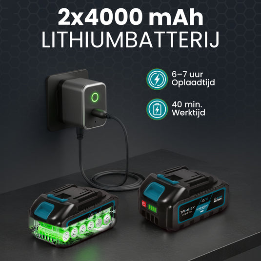 Trimmex Accu Bladblazer  - Twee Krachtige Batterijen (2x4.0Ah)